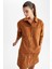 Oversize Fit Gömlek Yaka Süet Uzun Kollu Gömlek V1716AZ22WN 1