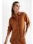 Oversize Fit Gömlek Yaka Süet Uzun Kollu Gömlek V1716AZ22WN 4