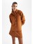 Oversize Fit Gömlek Yaka Süet Uzun Kollu Gömlek V1716AZ22WN 5