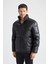 Slim Fit Dik Yaka Suni Deri Şişme Mont U9891AZ22AU 3