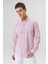 ALTINYILDIZ CLASSICS Erkek Bordo Slim Fit Dar Kesim Düğmeli Yaka Keten Görünümlü %100 Pamuk Flamlı Gömlek 3