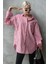 Kırmızı Çizgili Oversize Kadın Gömlek MG1688 5
