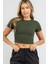 Haki Basic Crop Kadın Tişört MG1772 1
