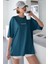 Spectacular Petrol Yeşili Oversize Salas Boyfriend Kadın T-Shirt 3