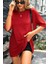 Kırmızı Basic Düz Baskısız Oversize Salas Boyfriend Kadın T-Shirt 1