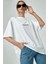 Spectacular Beyaz Oversize Salas Boyfriend Kadın T-Shirt 2