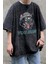 Yıkamalı You Bum Cat Baskılı Oversize Vintage Eskitme T-Shirt 1