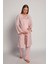 4905 Pembe Krinkel Sabahlıklı Lohusa 3 Lü Pijama Sabahlık 1