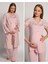 4905 Pembe Krinkel Sabahlıklı Lohusa 3 Lü Pijama Sabahlık 4