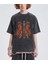Yıkamalı Flaming Skeleton Baskılı Oversize Vintage Eskitme T-Shirt 1