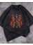 Yıkamalı Flaming Skeleton Baskılı Oversize Vintage Eskitme T-Shirt 2