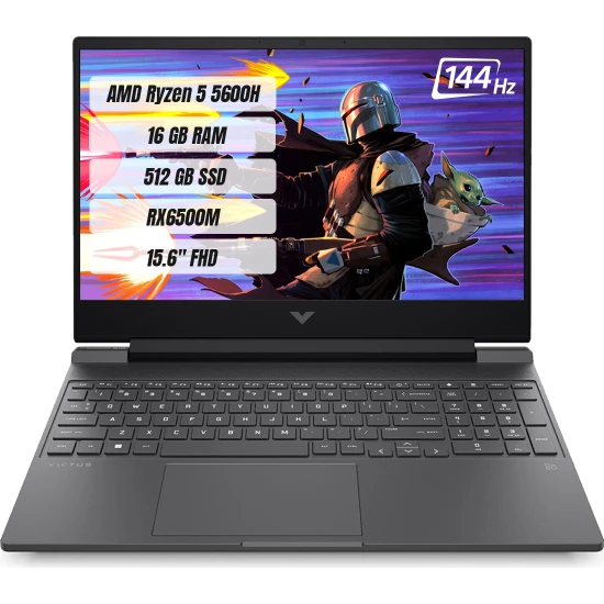 Hp Victus Gaming Laptop 15-FB0015NT Amd Ryzen 5 5600H 16 GB 512GB SSD RX6500M Freedos 15.6 FHD 144 Hz Taşınabilir Bilgisayar 7J3T4EA