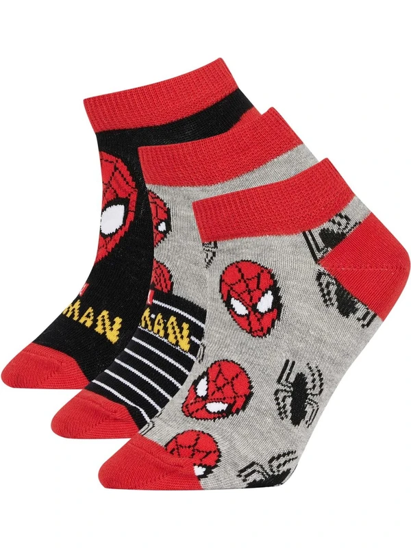 DeFacto Erkek Çocuk Marvel Spiderman 3'lü Pamuklu Patik Çorap Z9030A6NS