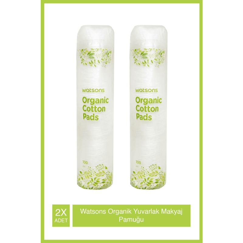 Watsons Organik Yuvarlak Makyaj Pamuğu - Cilt Dostu, Hassas Temizlik, 2 Paket (100 Adet), Paraben İçermez