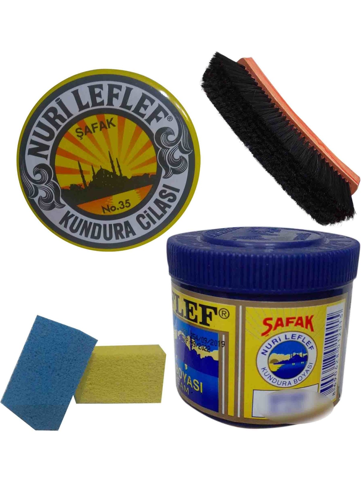 LefLef Nuri leflef Ayakkabı Bakım Boyama Seti(Boya-Cila-Fırca-Sünger) Siyah