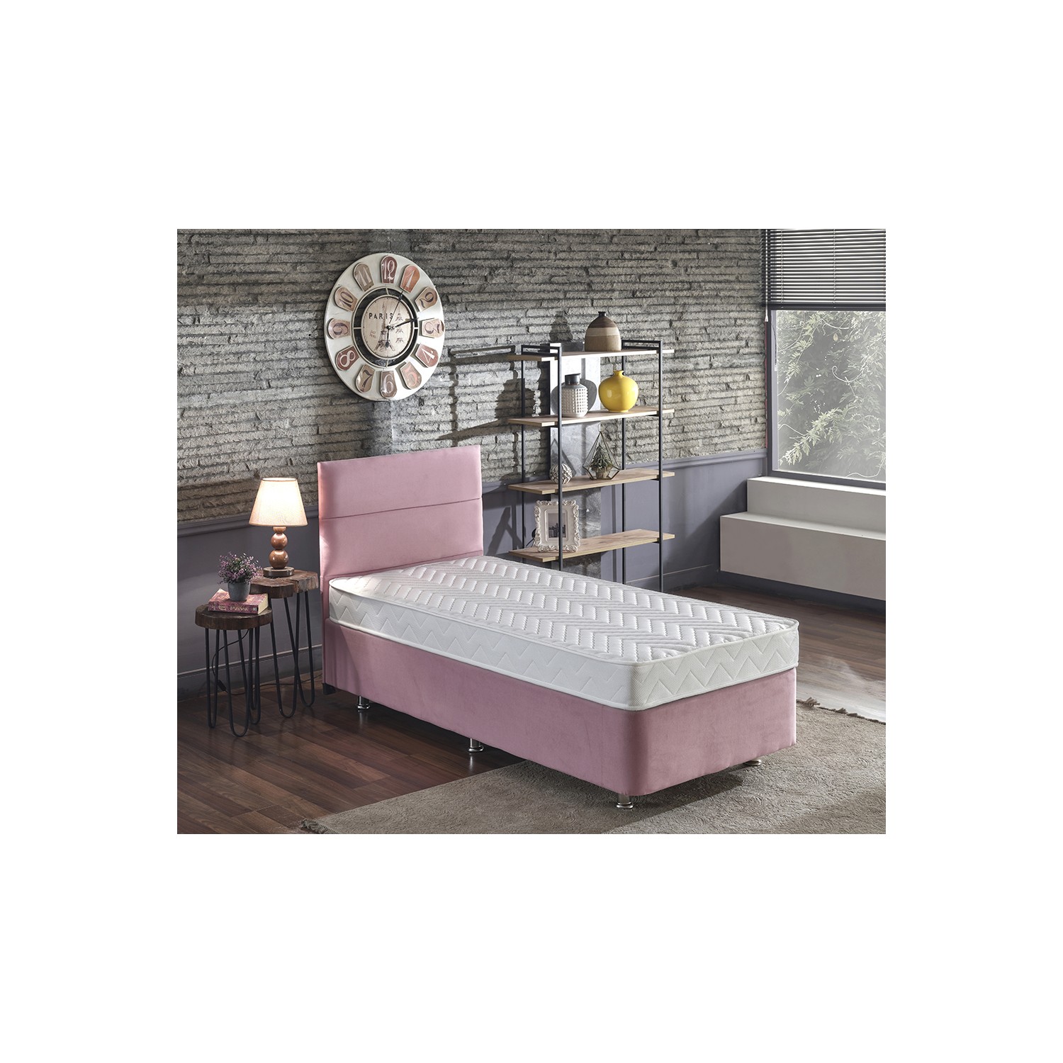 Niron Pinky Tek Kişilik 90 x 190 Cm Yatak Seti Pembe