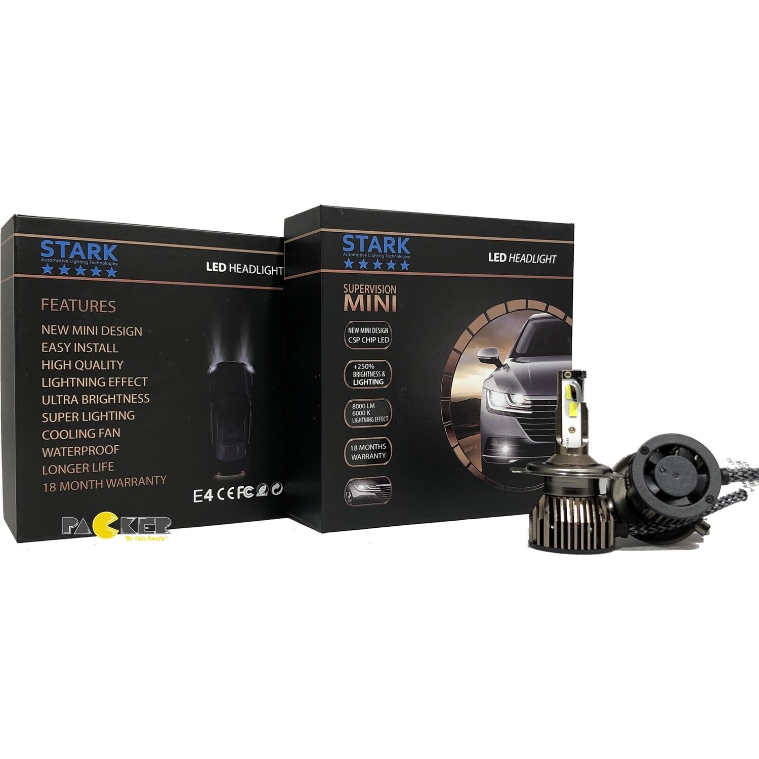 stark supervision mini slim h4 csp led xenon 8000 lumen fiyati