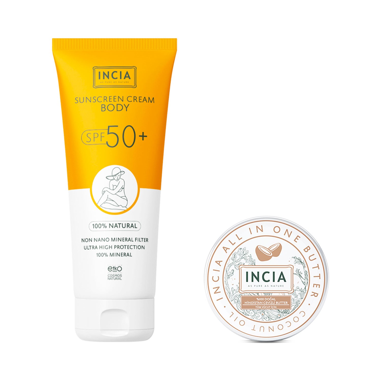 Incia Güneş Seti Vücut Kremi SPF50+ 150 ml Butter Hediyeli