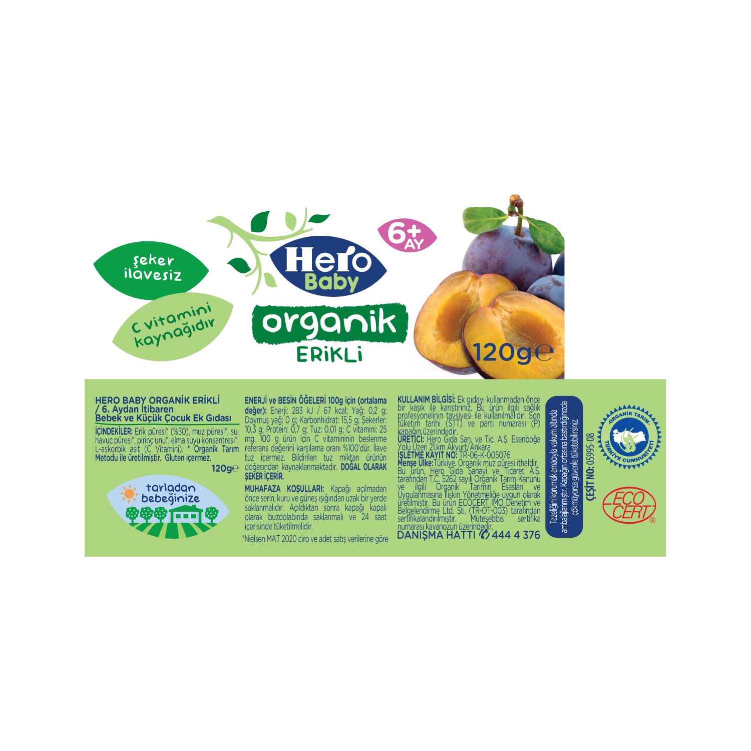 Hero Baby Organik Erik Püresi Kavanoz Mama 120g Fiyatı