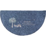 Giz Home Nakışlı/Brode Kapı Paspası 40X70 Yarımay Gri At Arabası