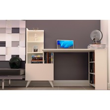 Tdesigno Ibizia Kitaplıklı Çalışma Masası 155 cm Beyaz