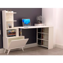 Tdesigno Ibizia Kitaplıklı Çalışma Masası 155 cm Beyaz