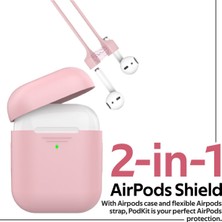 Promate Podkit AirPods Kılıfı Silikon ve Kulaklık Boyun Askı Aparatı İkili Set