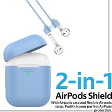 Promate Podkit AirPods Kılıfı Silikon ve Kulaklık Boyun Askı Aparatı İkili Set