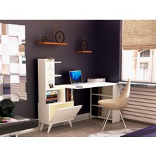 Tdesigno Ibizia Kitaplıklı Çalışma Masası 155 cm Beyaz