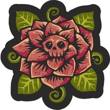 Sticker Fabrikası Kuru Kafa Kurukafa Gül Sticker  11 x 11 cm Renkli