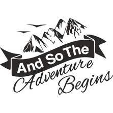 Sticker Fabrikası Adventure Begins Sticker  12 x 8 cm Siyah