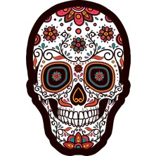 Sticker Fabrikası Çiçek Desenli Kuru Kafa Kurukafa Sticker  7 x 11 cm Renkli