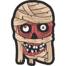 Sticker Fabrikası Komik Mumya Kurukafa Kuru Kafa Sticker  14 x 9 cm Renkli