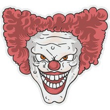 Sticker Fabrikası Korkunç Palyaço Sticker  13 x 12 cm Renkli