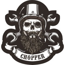 Sticker Fabrikası Kuru Kafa Kurukafa Choper Kasklı Sticker  10 x 9,5 cm Renkli