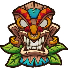Sticker Fabrikası Tiki Mask Sticker  11 x 11 cm Renkli