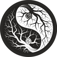 Sticker Fabrikası Yin Yang Ağaç Sticker  13 x 13 cm Siyah