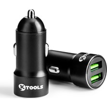 Ktools Drive Inn 2.4A 1m Iphone Lightning Çift USB Araç Şarjı Çakmaklık