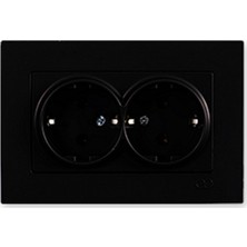 Günsan Siyah Ikili Topraklı Priz  Çerçeveli