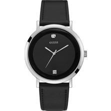 Guess GUGW0009G1 Pırlantalı Kol Saati Suya Dayanıklı Siyah Deri Kordon ile Şık Tasarım