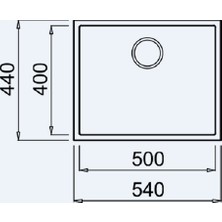 Teka SQUARE 50.40 TG ARTIC WHITE Tezgahaltı Granit Eviye Beyaz 50 cm 115230024