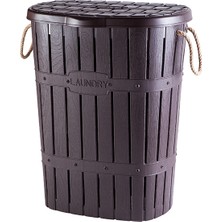 Violetta Bambu Halatlı Kirli Çamaşır Sepeti Mürdüm