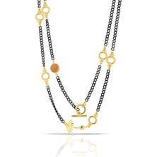 Forentina Çift Zincir Tasarım Uzun Kolye