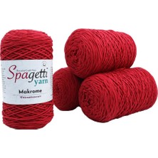 Spagettiyarn Kırmızı Makrome İp 4'lü Set