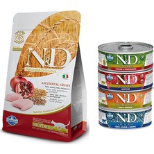 N&d Düşük Tahıllı Kısırlaştırılmış Tavuklu Narlı Kedi Maması 1,5 kg + N&d 4'lü Karışık Konserve 80 Gr.