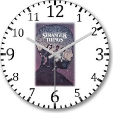 Baskı Dükkanı Strange Things Duvar Saati  Bombeli  Gercek Cam
