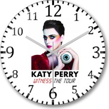 Baskı Dükkanı Katy Perry Witness The Tour Duvar Saati Bombeli Gercek Cam