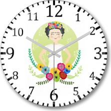 Baskı Dükkanı Frida Gülümseme Duvar Saati Bombeli Gercek Cam