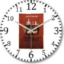 Baskı Dükkanı Dostoyevski Duvar Saati Bombeli Gercek Cam