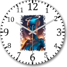 Baskı Dükkanı Angel Uzaylı Duvar Saati Bombeli Gercek Cam